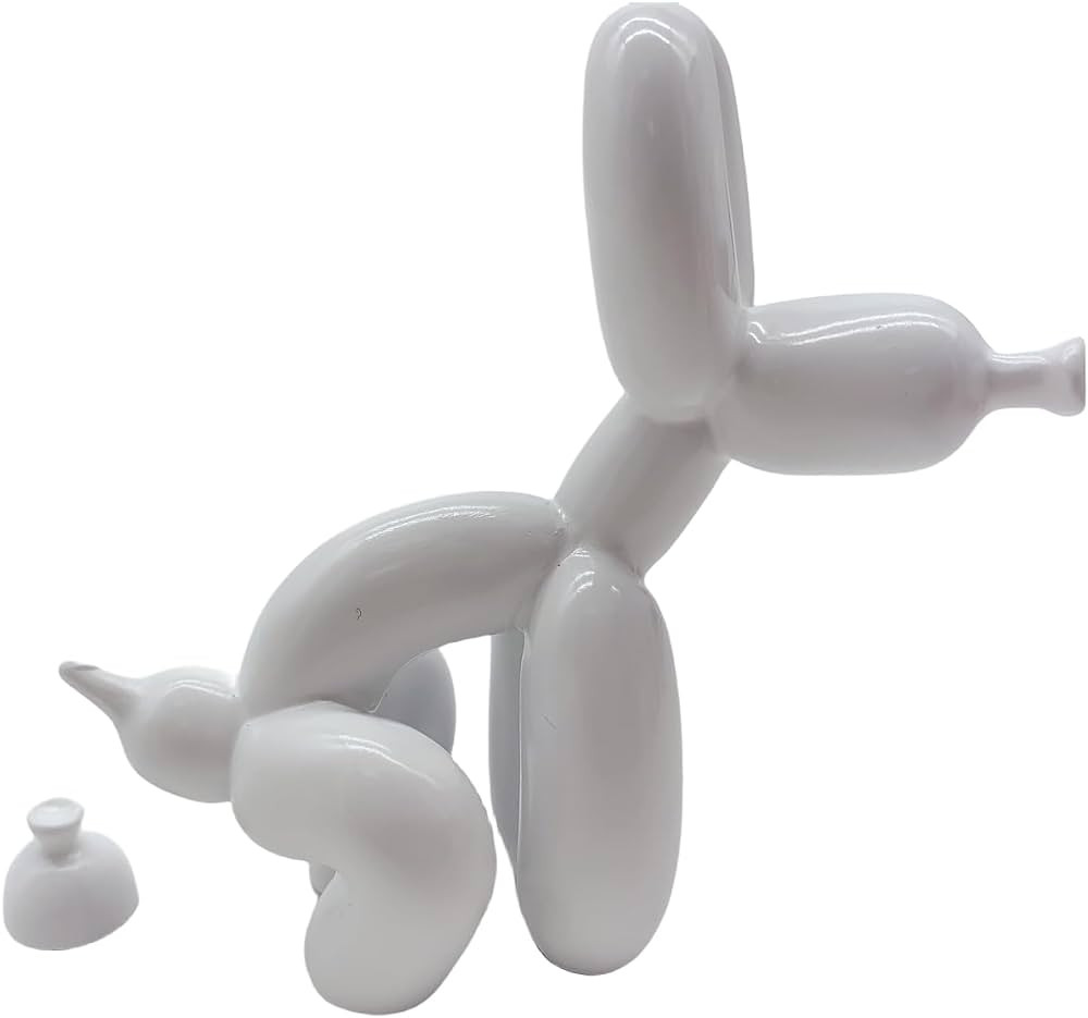 Balloon Dog Mini Poop Dog Decoration Desktop in Living Room Art Animal Small Statue (White) | Amazon (US)