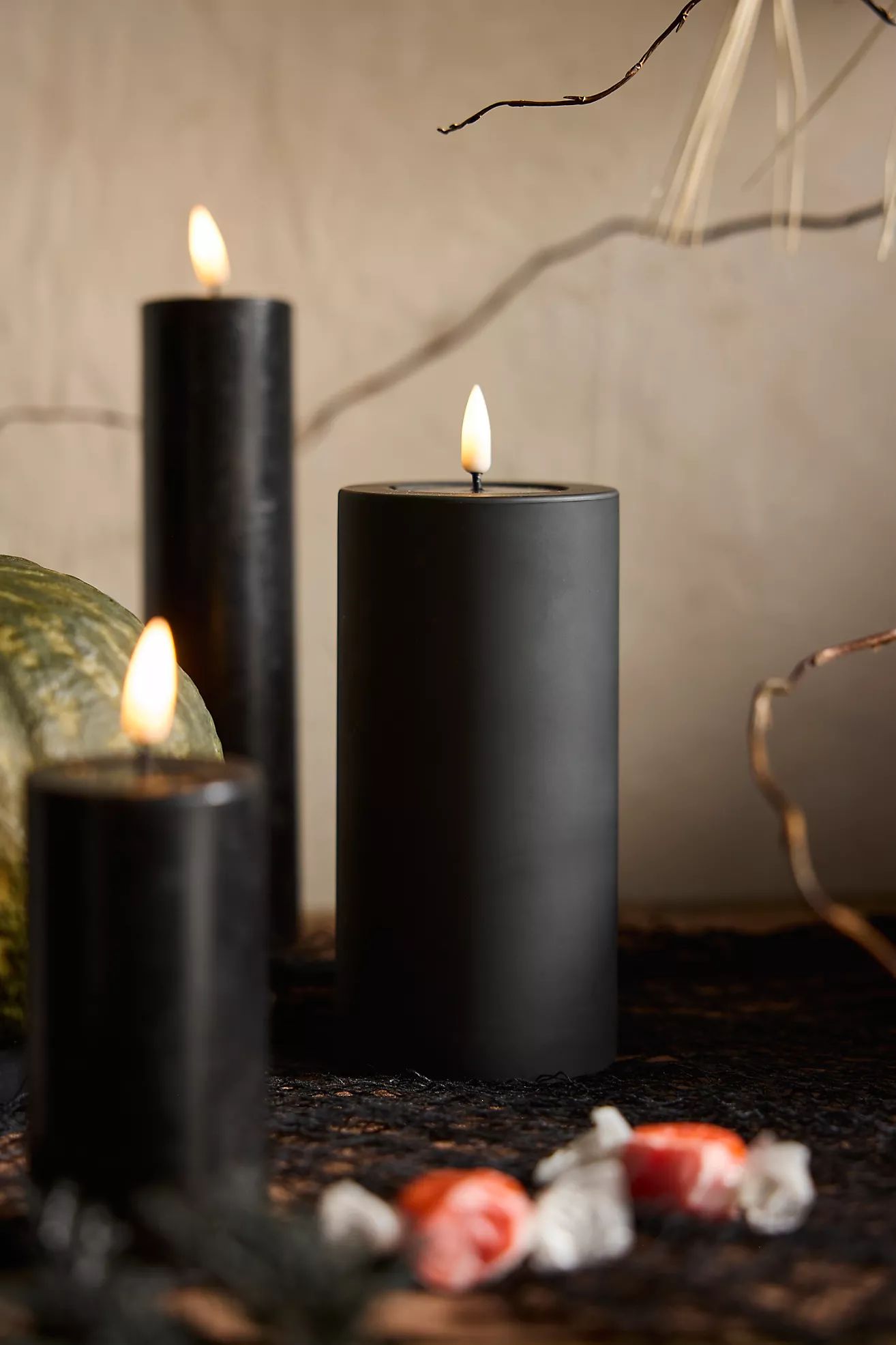 Flameless Black Outdoor Pillar Candle | Anthropologie (US)