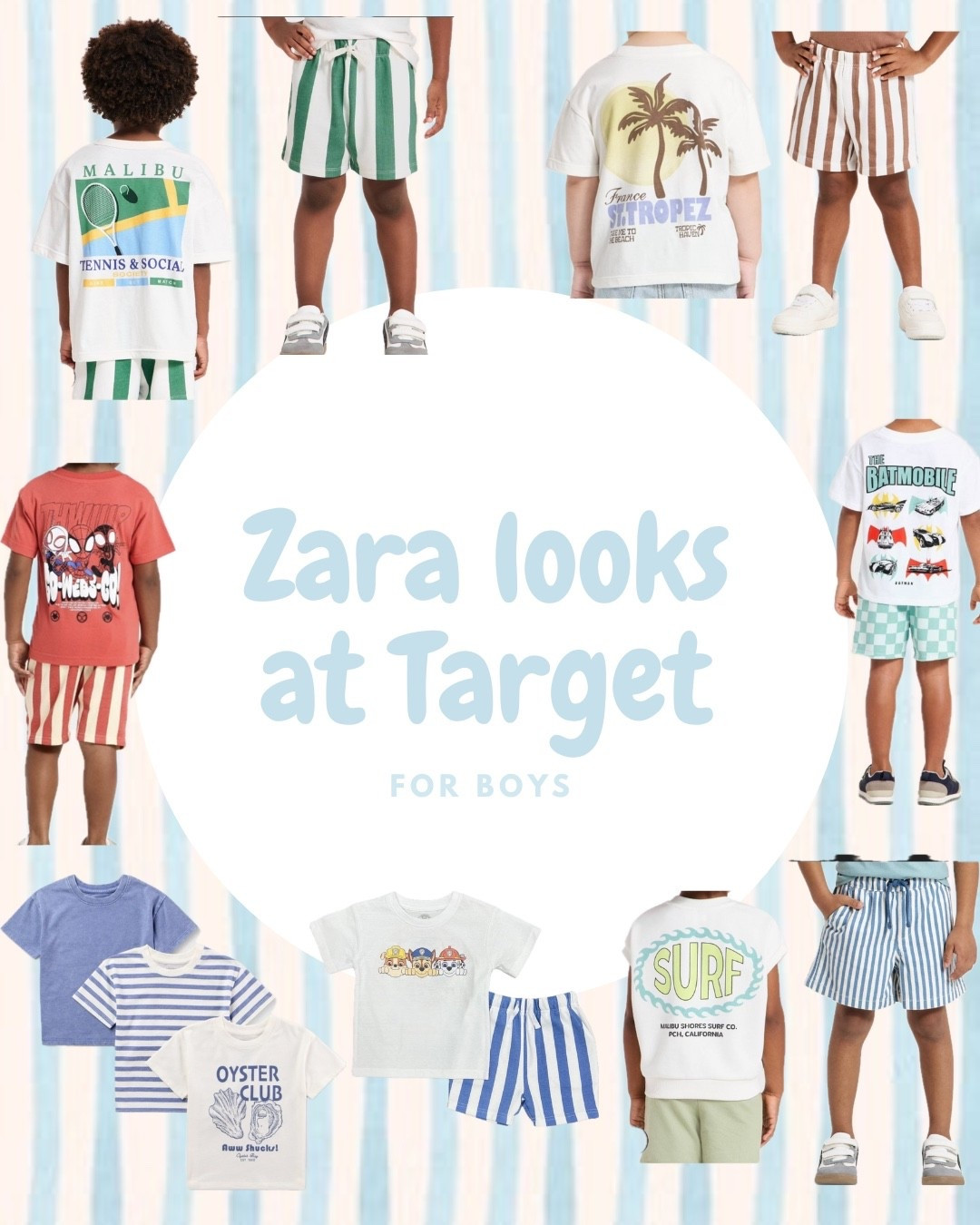 Zara-style boys outfits but make it Target prices 🤍
Found the cutest striped shorts, graphic tees, and matching sets for summer. Perfect for beach days, vacations, and everyday play.

Sharing all the pieces here if you’re building a boys summer wardrobe 🌊

#targetkids #boysoutfits #kidsfashion #targetfinds #boysstyle

#LTKSpringSale #LTKKids #LTKTravel