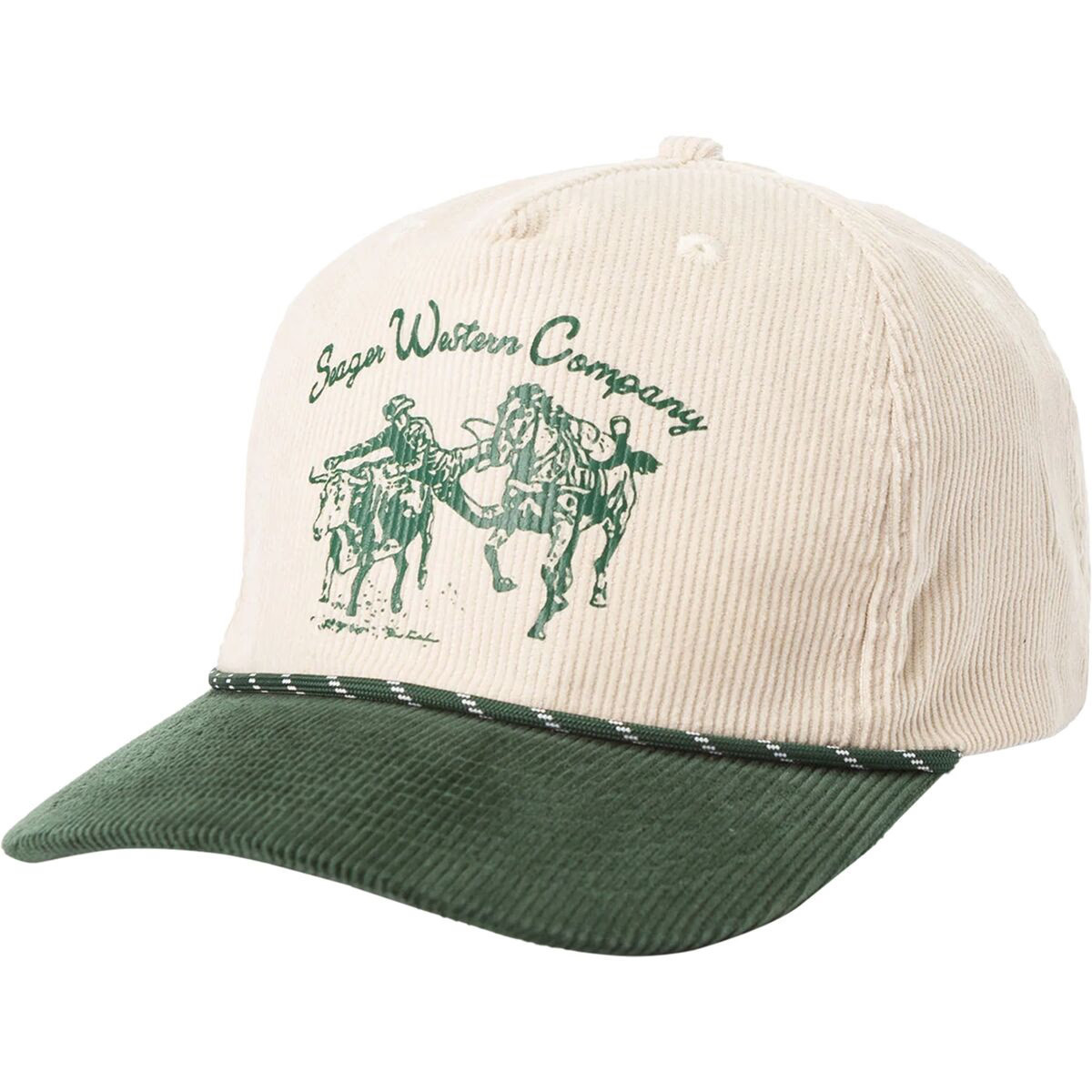 Seager Co. Los Rios Corduroy Snapback Hat Natural Green, One Size | Backcountry