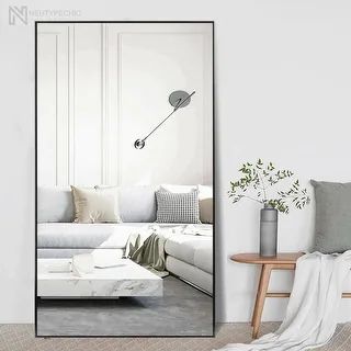 Neutypechic Huge Modern Metal Framed Floor Mirror - Overstock - 32873292 | Bed Bath & Beyond