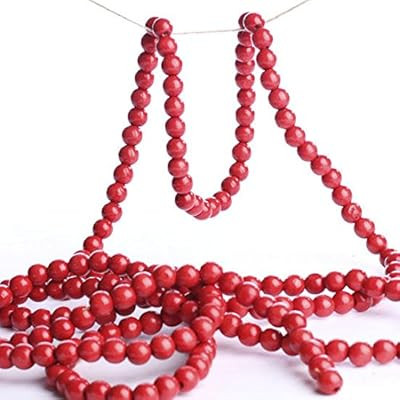 Red Wooden Bead 9 Foot Christmas Garland - an Old Fashioned Tree Decoration | Amazon (US)
