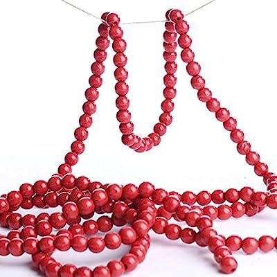 Red Wooden Bead 9 Foot Christmas Garland - an Old Fashioned Tree Decoration | Amazon (US)