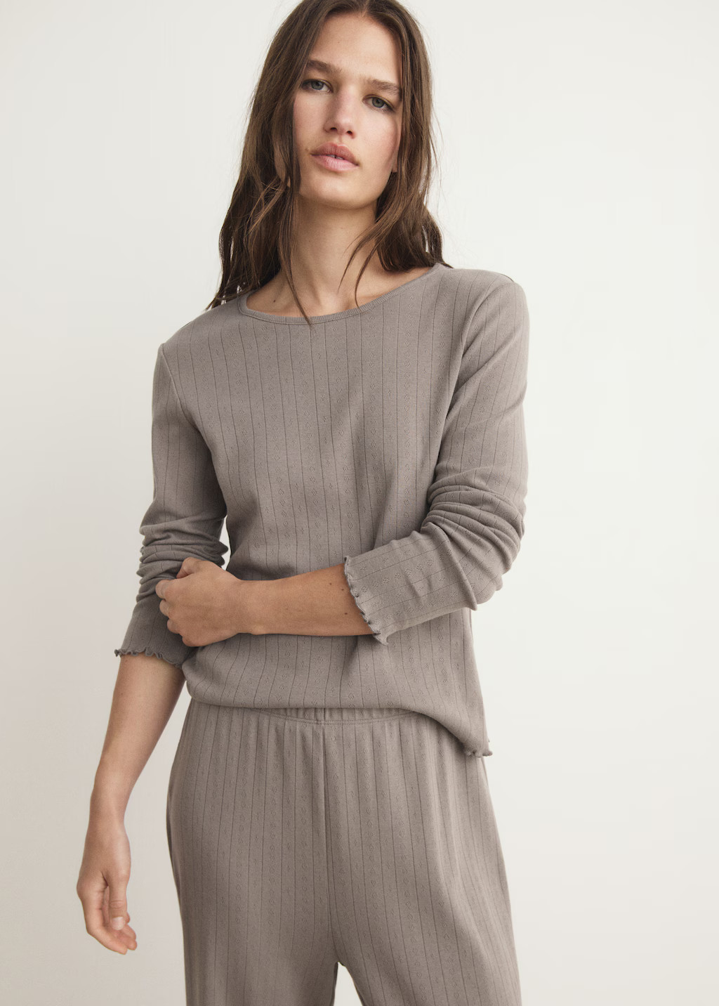 Two-piece openwork cotton pyjamas | MANGO (UK)