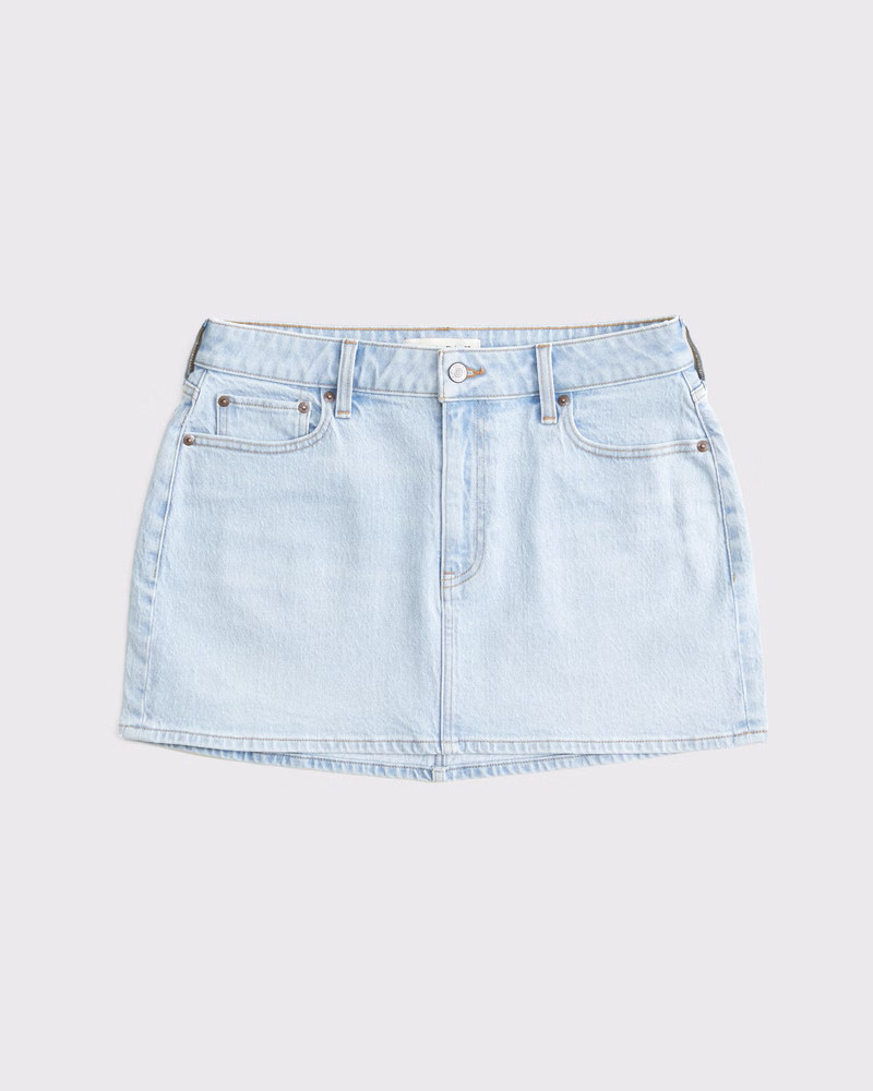 Abercrombie & Fitch Women's Curve Love Mid Rise Denim Mini Skirt in Light - Size 34 TALL | Abercrombie & Fitch (US)
