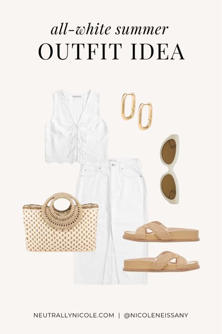 All white outfit for summer

// all white summer outfit, summer outfits, white outfit, vacation outfit, resort wear, casual outfit, travel outfit, brunch outfit, date night outfit, summer trends, summer fashion, white crop top, white denim midi skirt, white skirt, skinny cat eye sunglasses, woven tote bag, woven beach bag, woven sandals, gold square hoop earrings, Abercrombie, Amazon fashion, Quay Australia, Dolce Vita, neutral outfit, neutral fashion, neutral style, Nicole Neissany, Neutrally Nicole, neutrallynicole.com (4.27)

#LTKsalealert #LTKfindsunder50 #LTKfindsunder100 #LTKSeasonal #LTKtravel #LTKshoecrush #LTKstyletip #LTKitbag