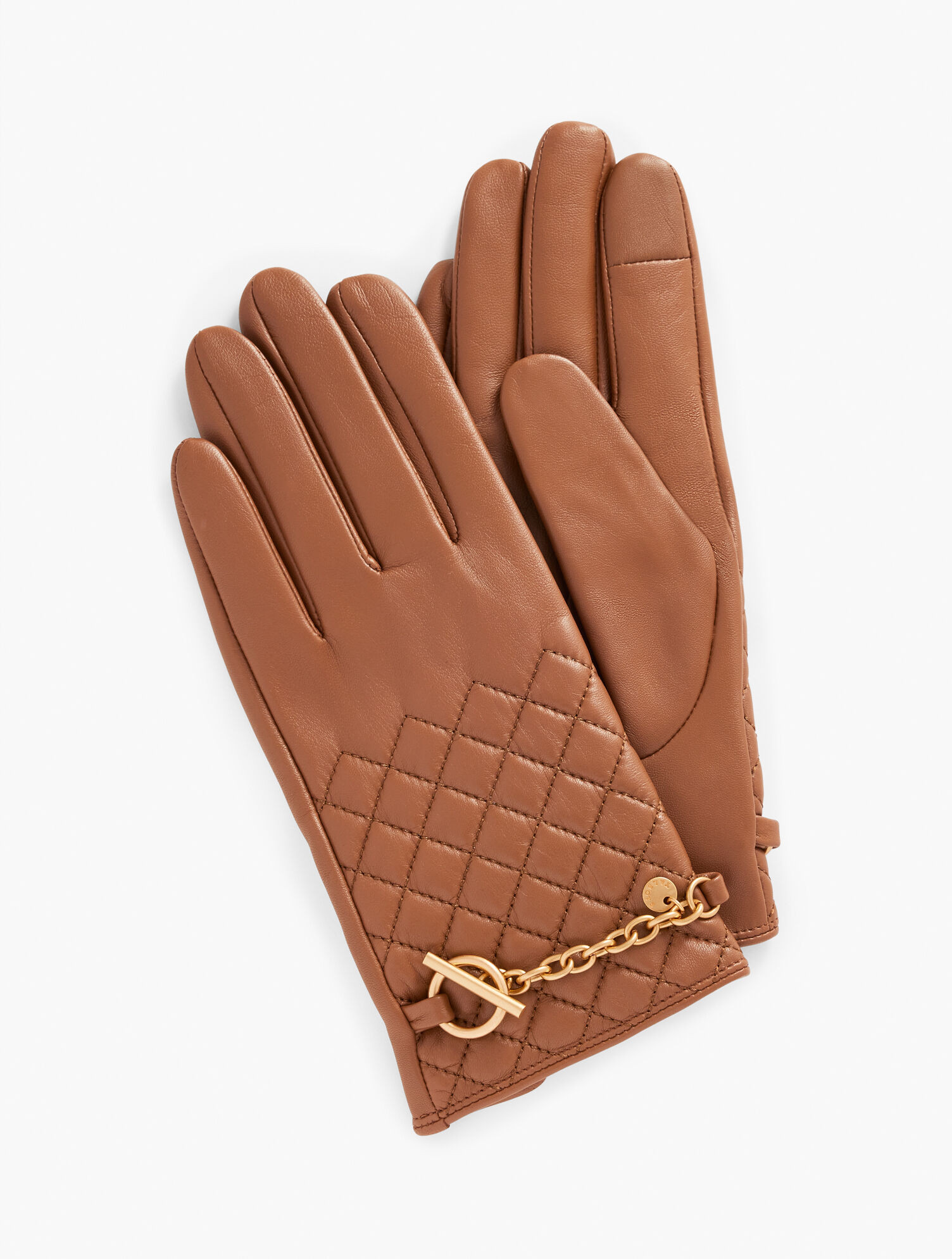 Chain Trim Quilted Leather Gloves | Talbots