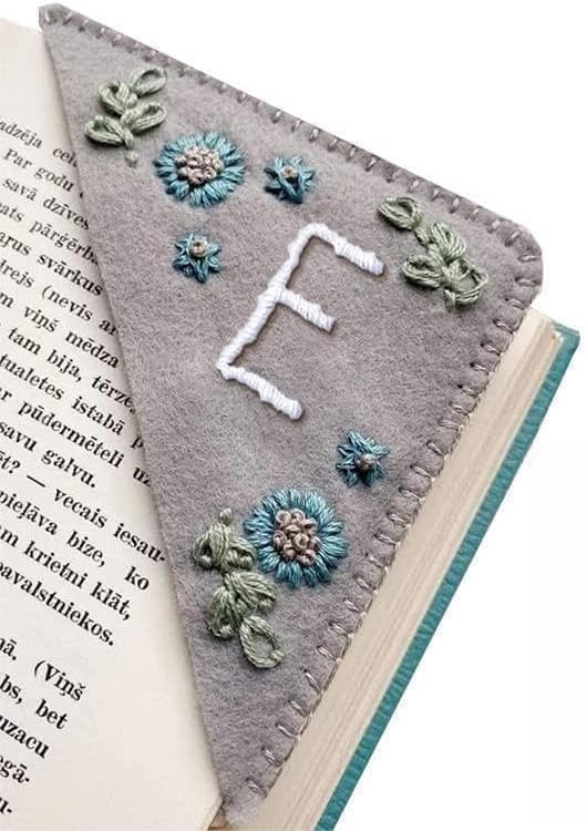 MOTEERLLU Personalized Hand Embroidered Corner Bookmark,Felt Triangle Page Stitched Handmade Book... | Amazon (US)