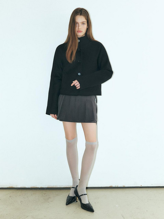 Camel Hair High - Neck Coat, Black | W Concept (US)