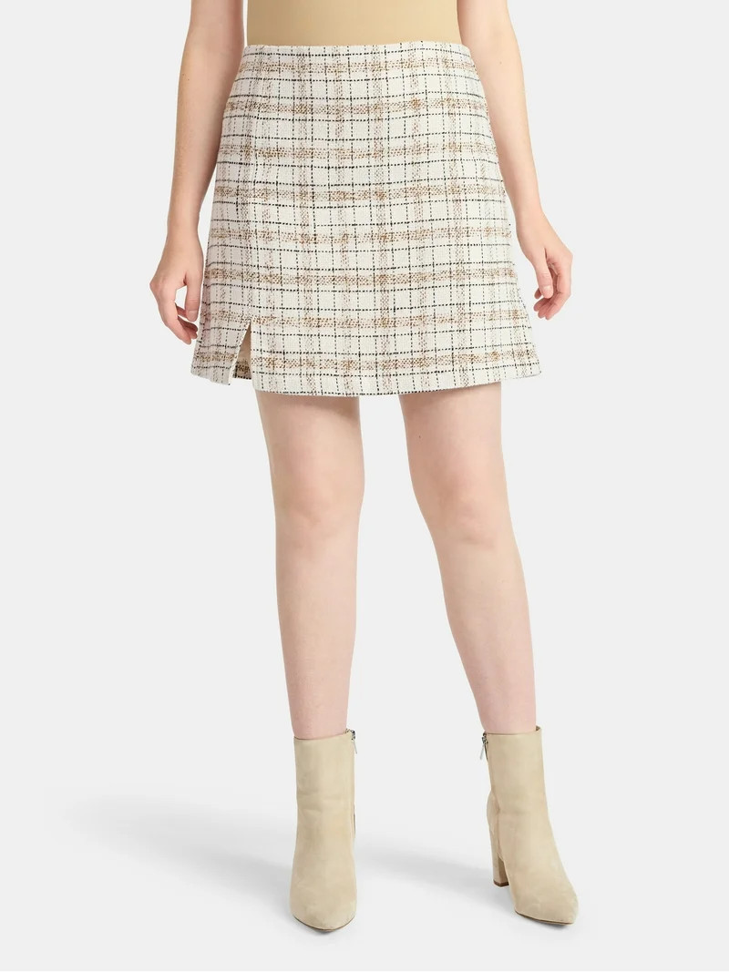 Time and Tru Women's Tweed Mini Skirt, Sizes XS-XXXL | Walmart (US)