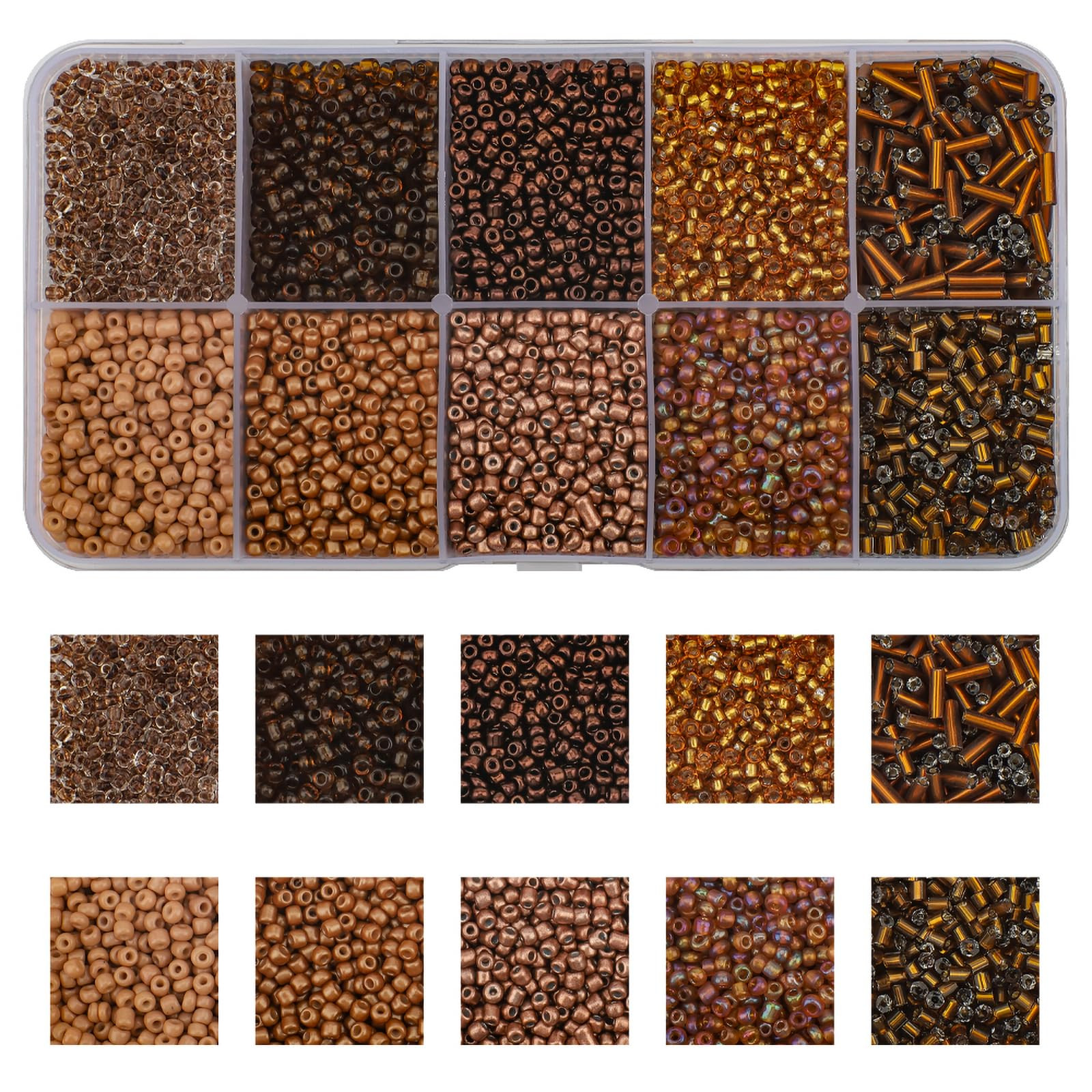 Approx 5000pcs 12/0 Glass Seed Beads for Jewelry Making, 2mm Mix 10 Colors Tube Beads Glass Bugle... | Amazon (US)