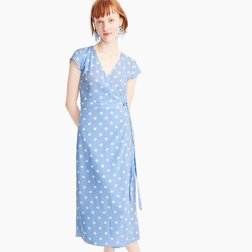 Midi wrap dress in soft rayon polka dots | J.Crew US