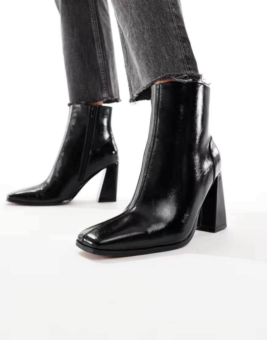 New Look heeled square toe boot in black | ASOS (Global)