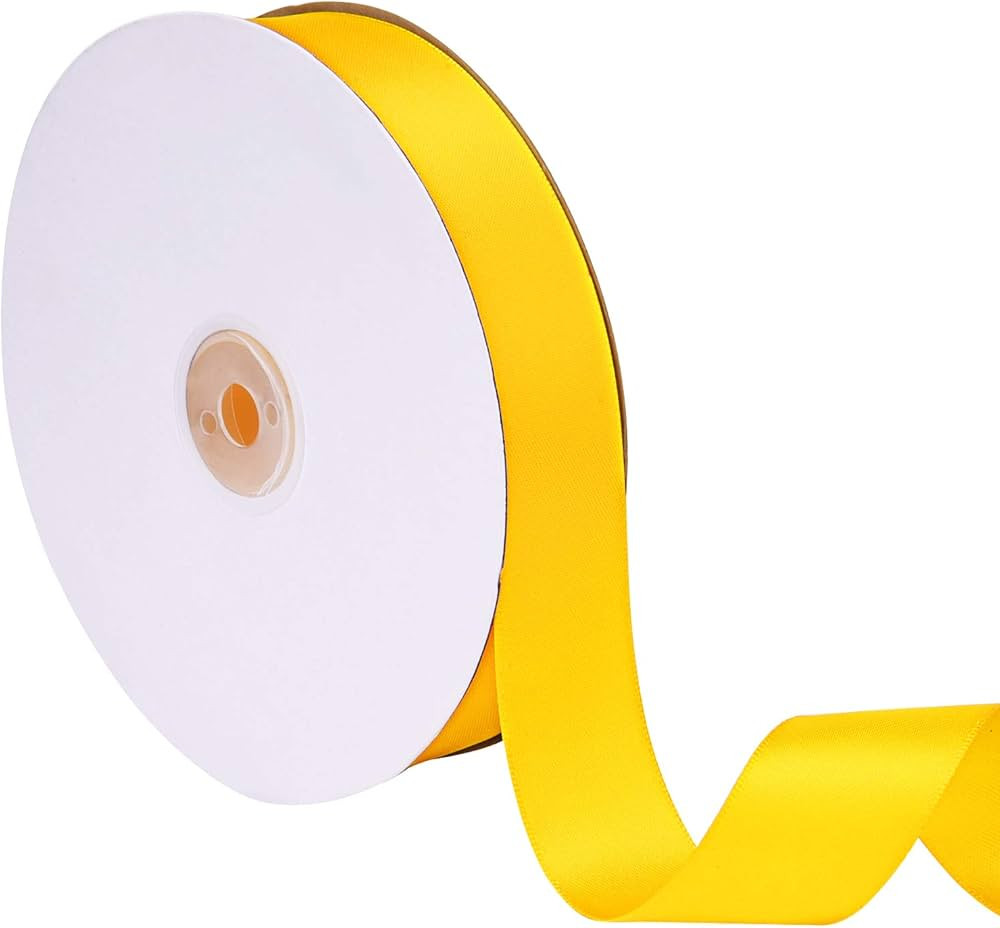 Livder Double Face Satin Ribbon Roll, 1 inch Wide 50 Yard Length (Yellow) | Amazon (US)