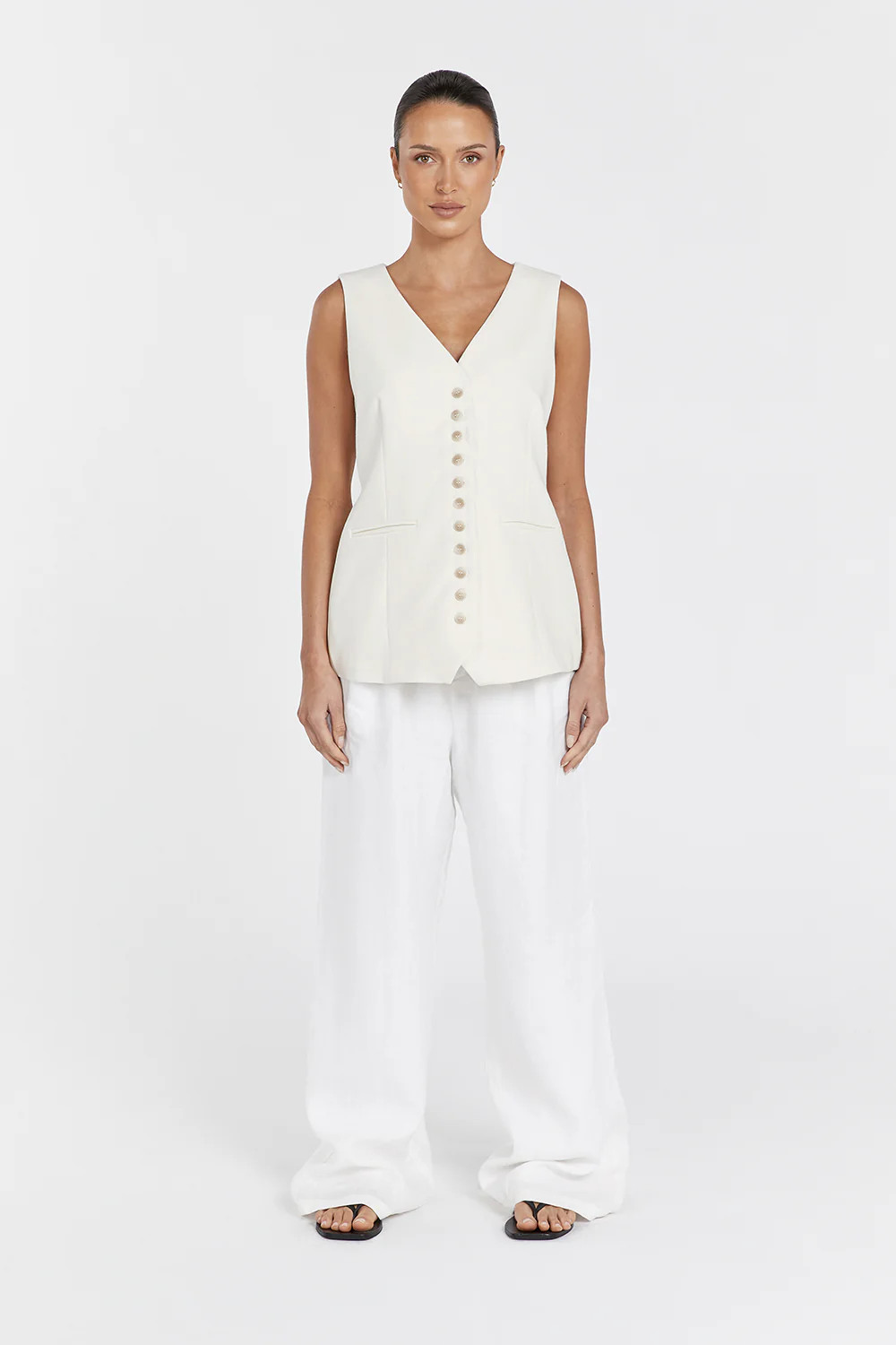 CELINE CREAM LONGLINE VEST | DISSH