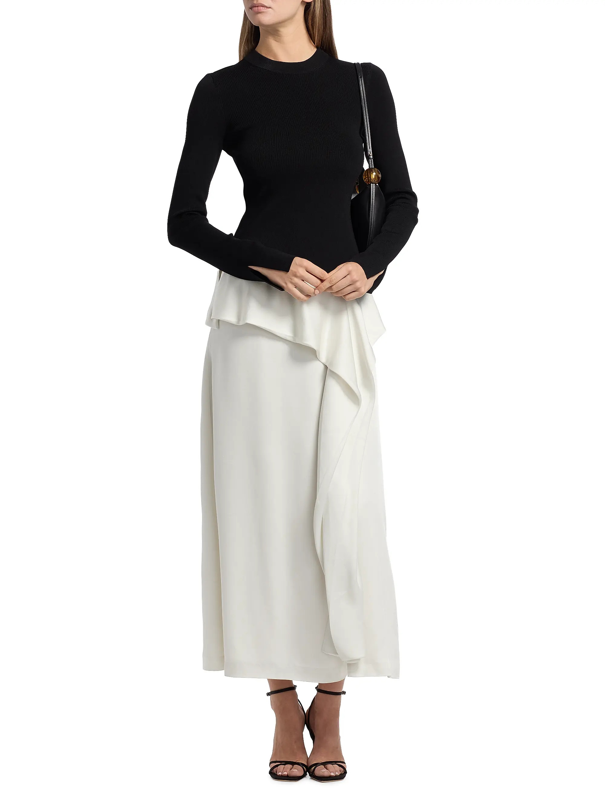 Ornella Ruffle-Trim Colorblocked Midi-Dress | Saks Fifth Avenue