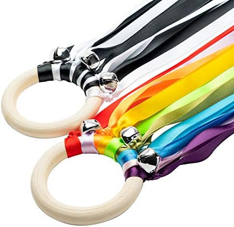 2Pcs Ribbon Hand Kite Toy, Including Rainbow Black&White Ribbon Wind Wand Toy Baby Sensory Toy In... | Amazon (US)