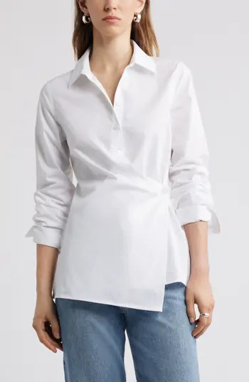 Nordstrom Long Sleeve Wrap Button-Up Shirt in White at Nordstrom Rack, Size Xx-Small | Nordstrom Rack