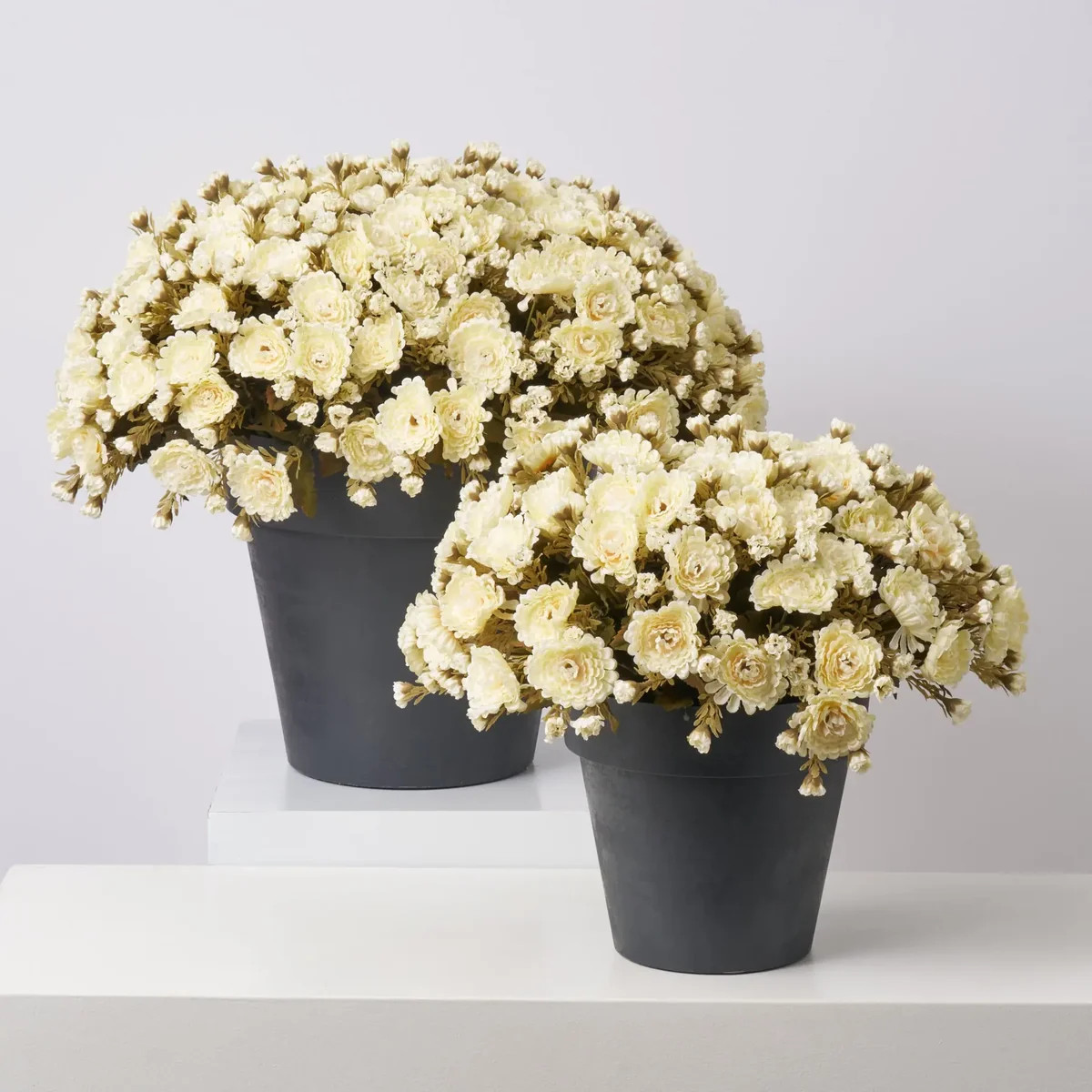 Cream Faux Classic Mum Bush Outdoor Fall Arrangement Urn Filler - Available in 2 Sizes | Darby Creek Trading
