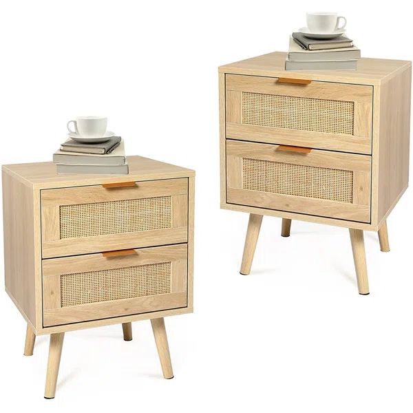Night Stands For Bedroom Set Of 2, Nightstand With 2 Drawers, Bedside End Table With Storage Draw... | Wayfair North America
