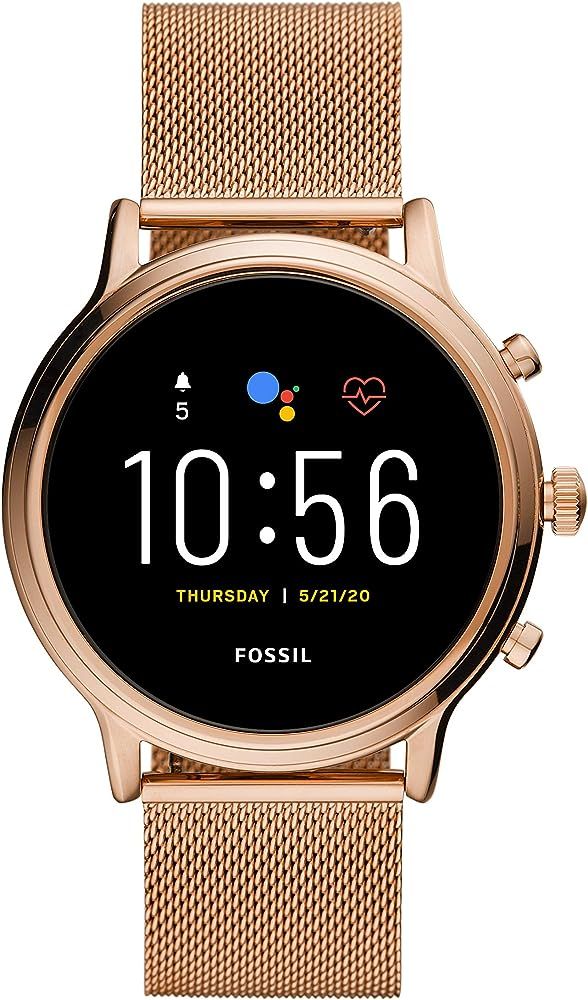 Fossil Gen 5 Julianna Stainless Steel Touchscreen Smartwatch with Speaker, Heart Rate, GPS, NFC, ... | Amazon (US)