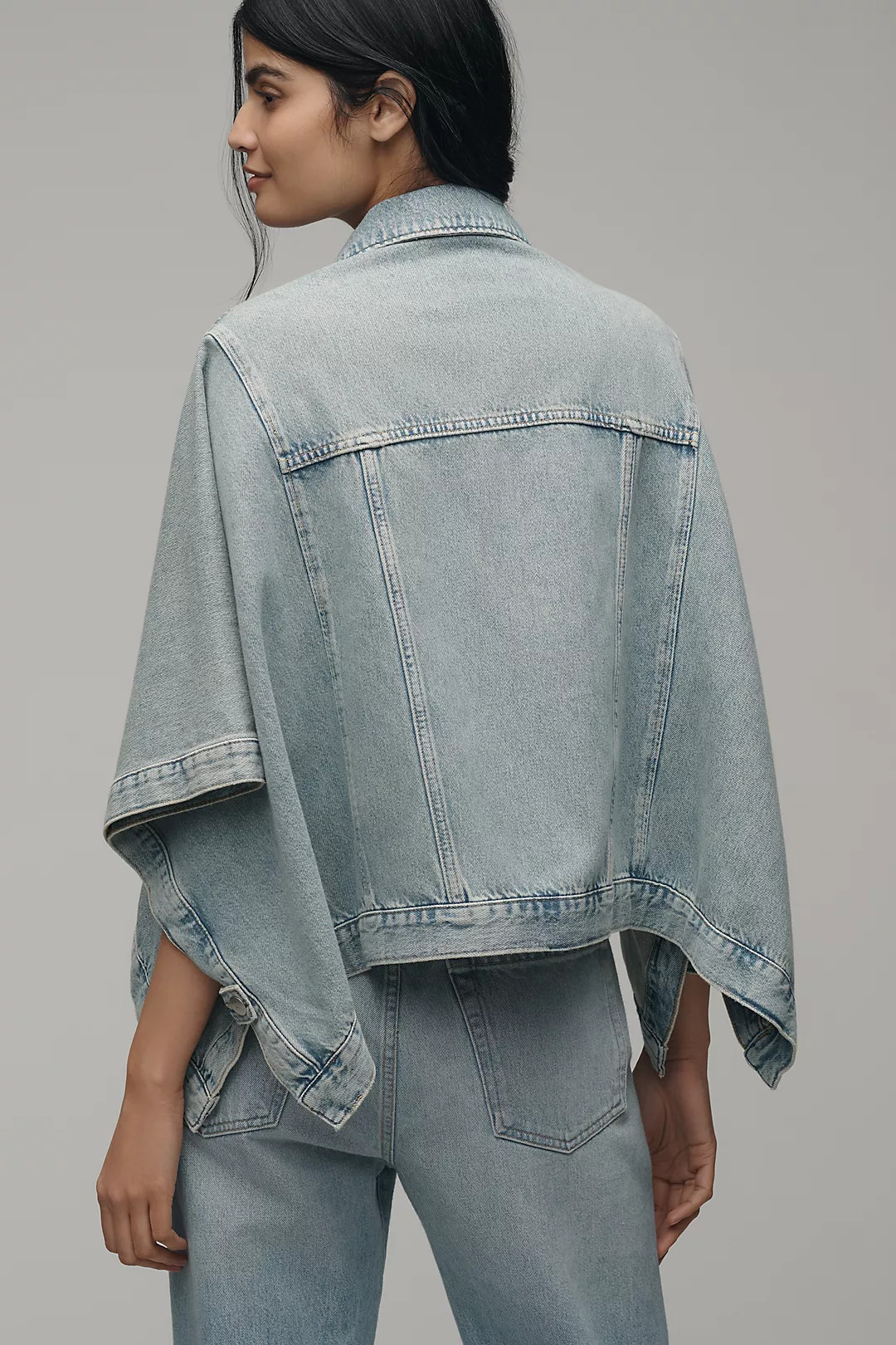 Pilcro Oversized Half-Sleeve Denim Trucker Jacket | Anthropologie (US)