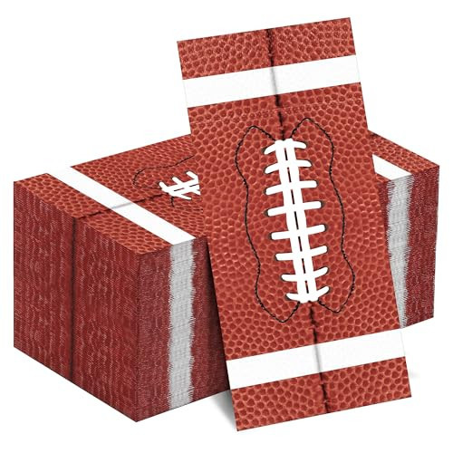 Kochorie 100 Pieces Football Napkins Disposable Football Party Napkins 7.8 x 4.3 Inches Football Paper Cocktail Napkins Football Birthday Supplies Decorations for Football Party Game Day | Amazon (US)