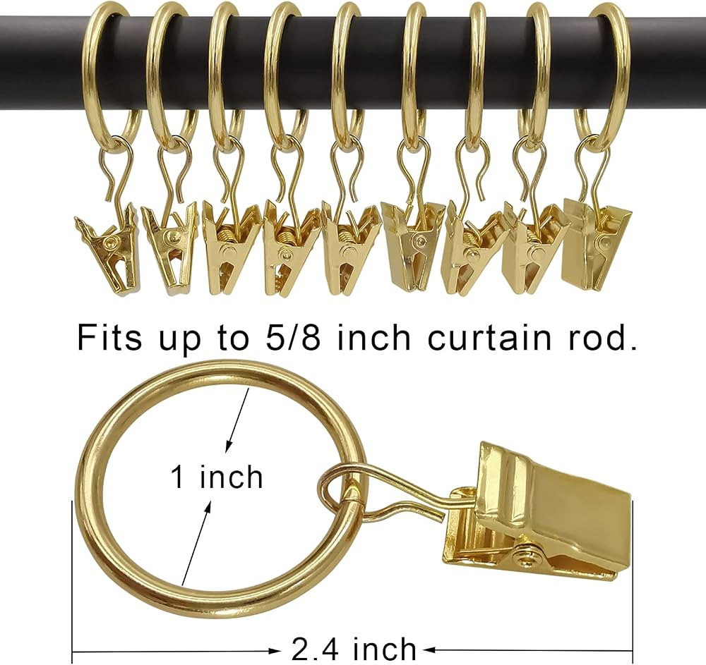 44 Pack Metal Curtain Rings with Clips, Drapery Clips with Rings, Drapes Rings 1 inch Inner Diame... | Amazon (US)