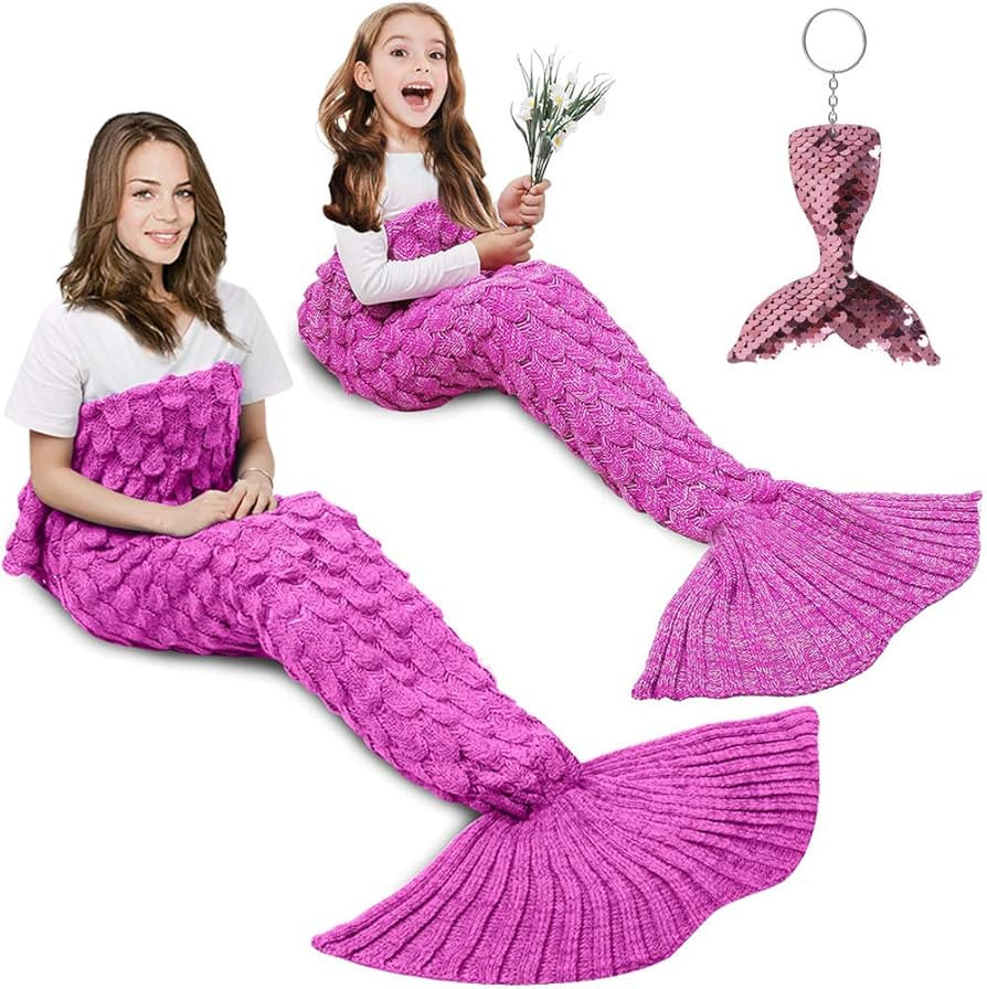 AmyHomie Mermaid Tail Blanket, Hand Crochet Mermaid Blanket for Adult and Kids, All Seasons Sleep... | Amazon (US)