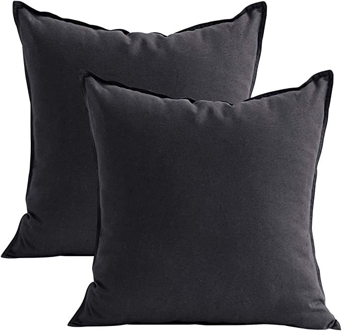 Jeanerlor Set of 2 Decorative Cotton Linen Couch Throw Pillow Case 26"x26" Sofa Pillow Durable Cl... | Amazon (US)