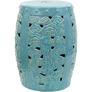 Oriental Furniture 18" Carved Clouds Porcelain Garden Stool | Amazon (US)