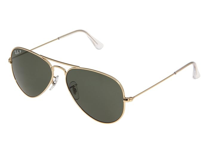Ray-Ban 3025 Original Aviator Polarized 55mm (Arista/Natural Green Polarized Lens) Sport Sunglasses | Zappos