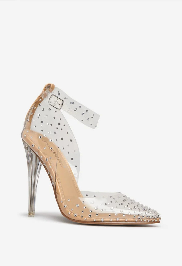 Mika Embellished Clear Pump | JustFab
