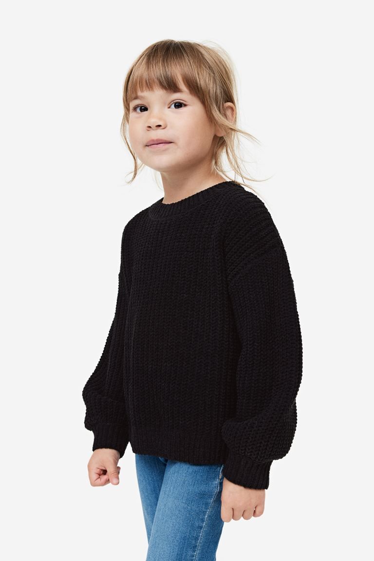 Knit Chenille Sweater - Black - Kids | H&M US | H&M (US + CA)