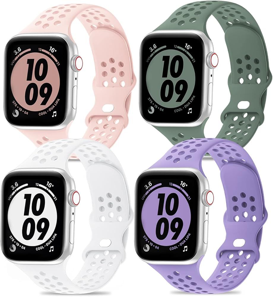 iWabcertoo Compatible with Apple Watch Bands 38mm 40mm 41mm 42mm 44mm 45mm,4 Packs Sport Breathable  | Amazon (US)