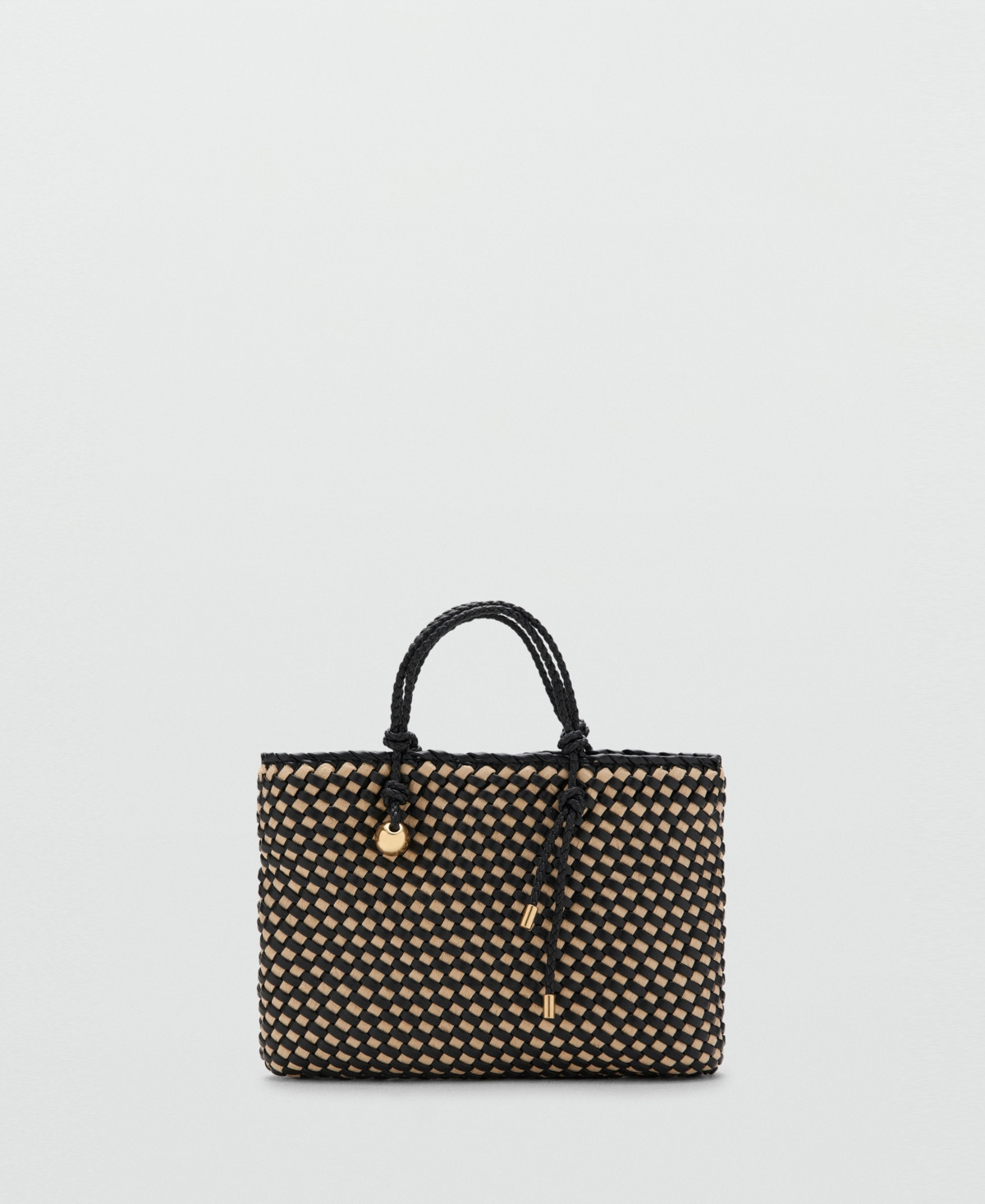 Mango Women's Natural Fiber Tote Bag - Black | Macy's