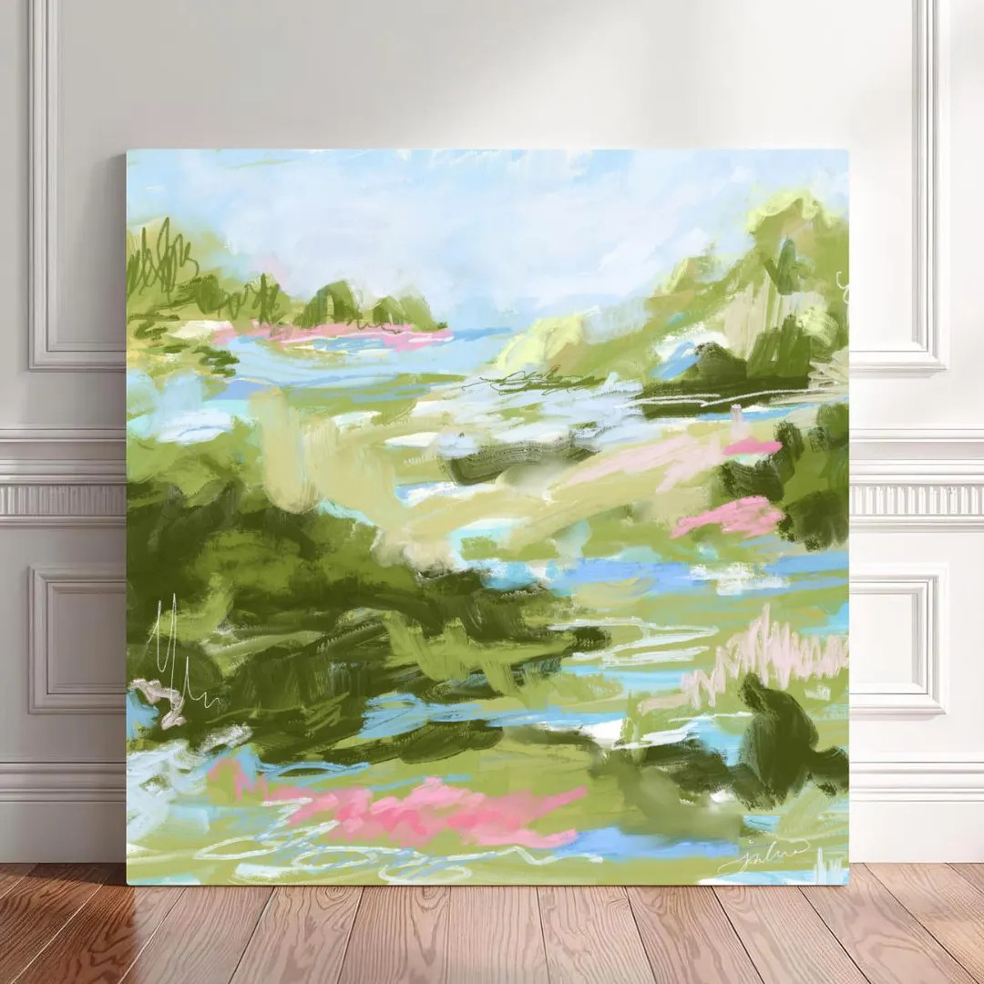 Natural Coastal Landscape Canvas Art: Pastel Neutrals Wall Decor, Modern Impressionist Print, Gra... | Etsy (US)