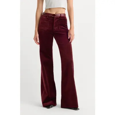 Good American Good Waist Palazzo High Waist Wide Leg Velvet Jeans in Berry Noir at Nordstrom, Size 20W | Nordstrom