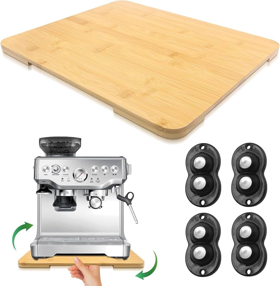 Appliance Slider 360° Rolling Tray for Coffee Maker Bamboo Coffee Pot Slider Tray for Countertop... | Amazon (US)