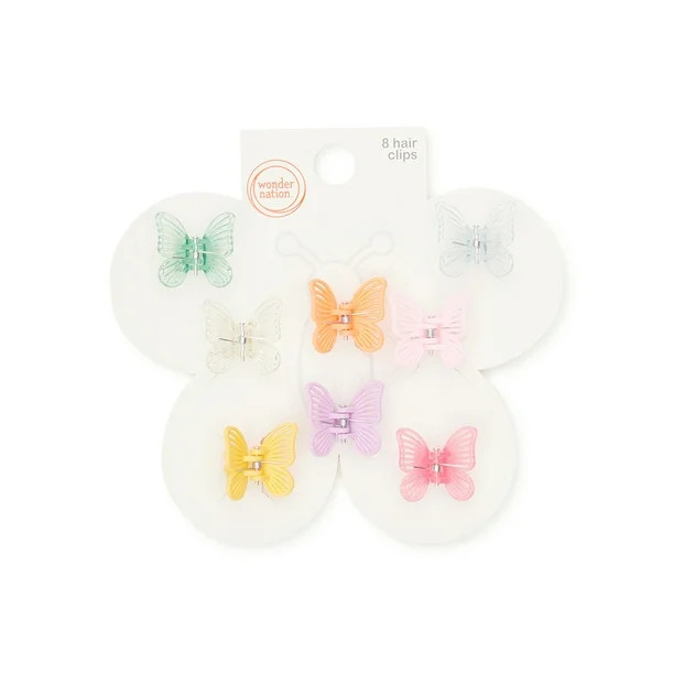 Wonder Nation Kids Butterfly Claw Hair Clips, 8-Pack | Walmart (US)