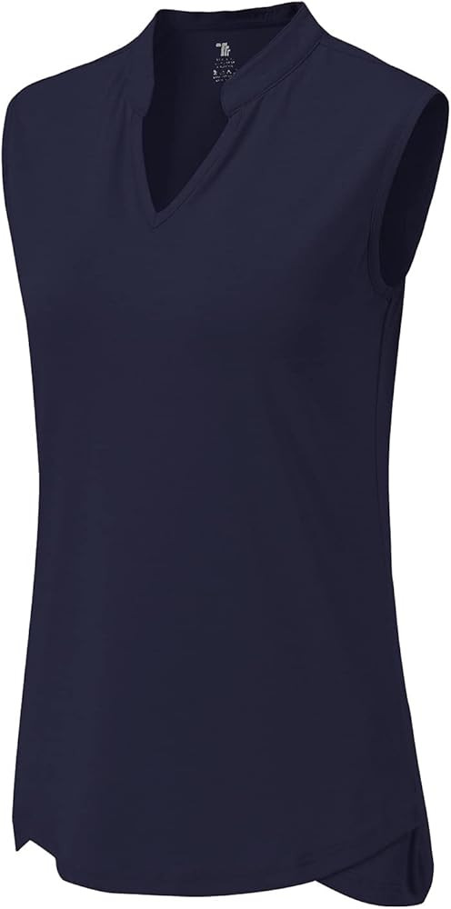 BASUDAM Women's Sleeveless Golf Polo Shirts V-Neck Collarless Tennis Running T-Shirts Quick Dry | Amazon (US)
