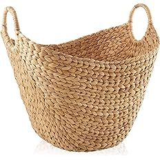 Casafield Large Laundry Boat Basket with Handles, Woven Water Hyacinth Multipurpose Storage Organ... | Amazon (US)