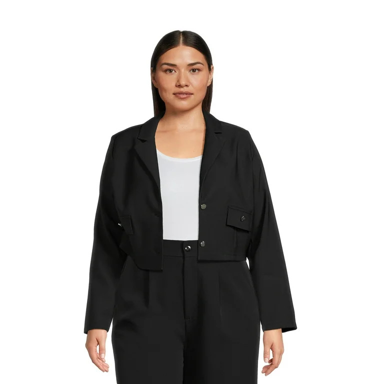 Madden NYC Juniors Plus Cropped Blazer, Sizes 1X-4X | Walmart (US)