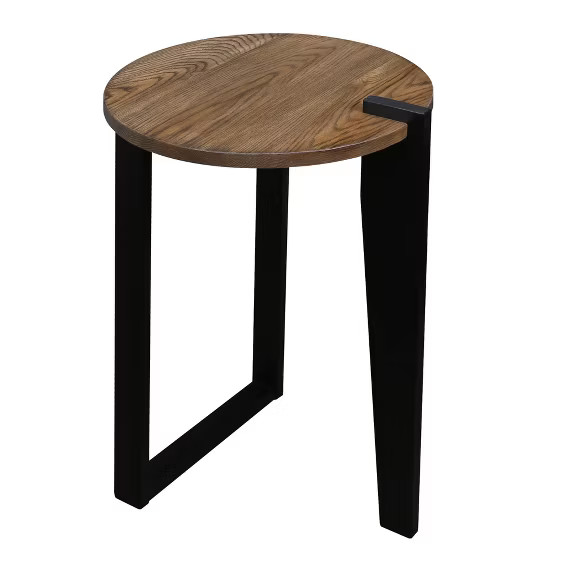 Contemporary Round End Table Gray/Black - Flora Home | Target