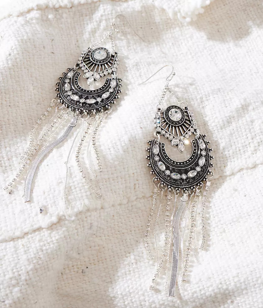 Western Glitz Fringe Drop Earring | Buckle