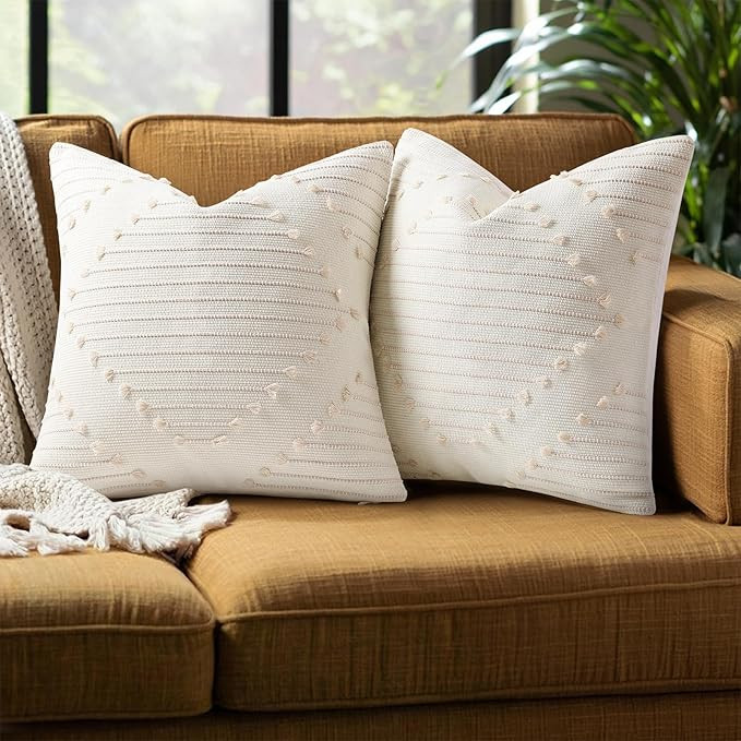 Boho Summer Outdoor Throw Pillow Covers 20X20 Set of 2, Farmhouse Decorative Pillow Covers for Co... | Amazon (US)