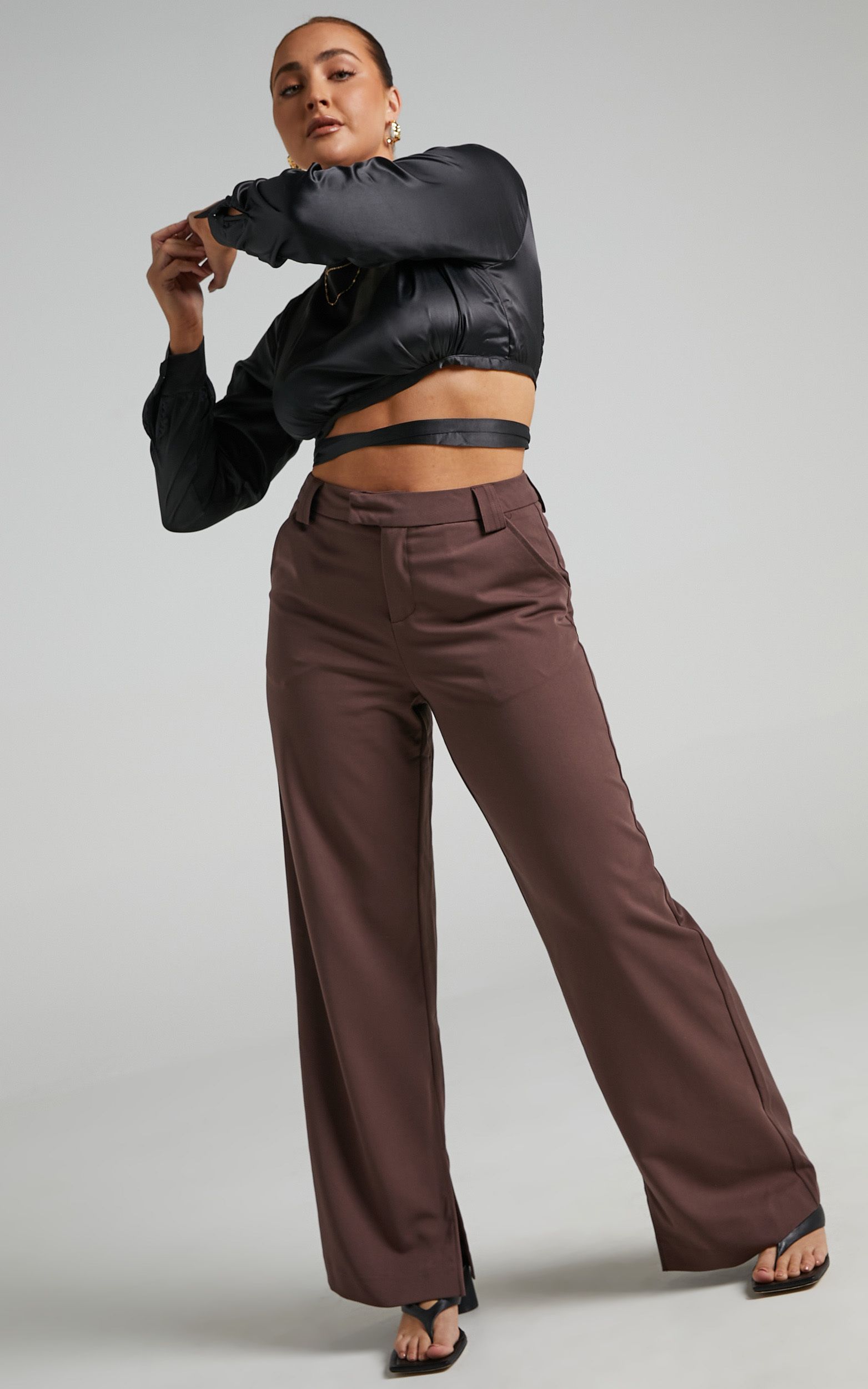 Sabra Wide Leg Pants in Chocolate | Showpo | Showpo - deactived