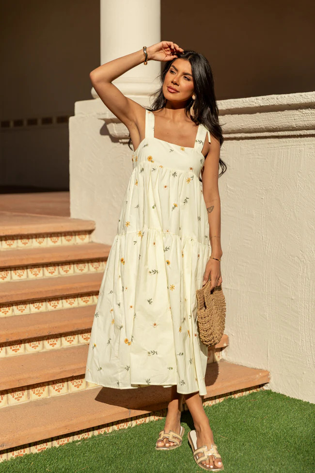 Let's Pick Flowers Embroidered Dress | Pink Lily