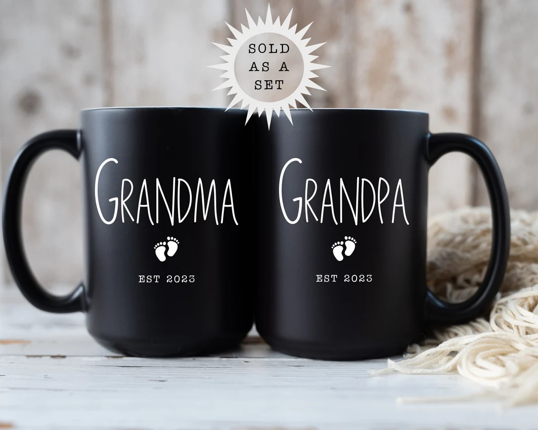 New Grandparents Black Mug Set New Grandma Grandpa Black Mug - Etsy | Etsy (US)