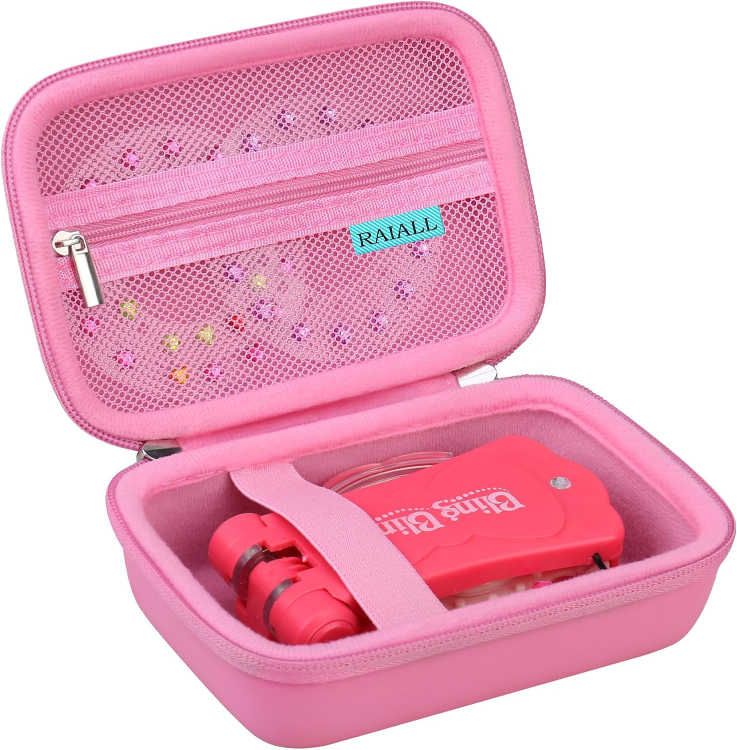 RAIALL Carrying Case for Blinger Diamond Collection Starter Kit, Blinger Glam Collection Starter Kit Storage Travel Bag, Mesh Pocket for Hair Glam Styling Tool Accessories, Deep Pink | Amazon (US)